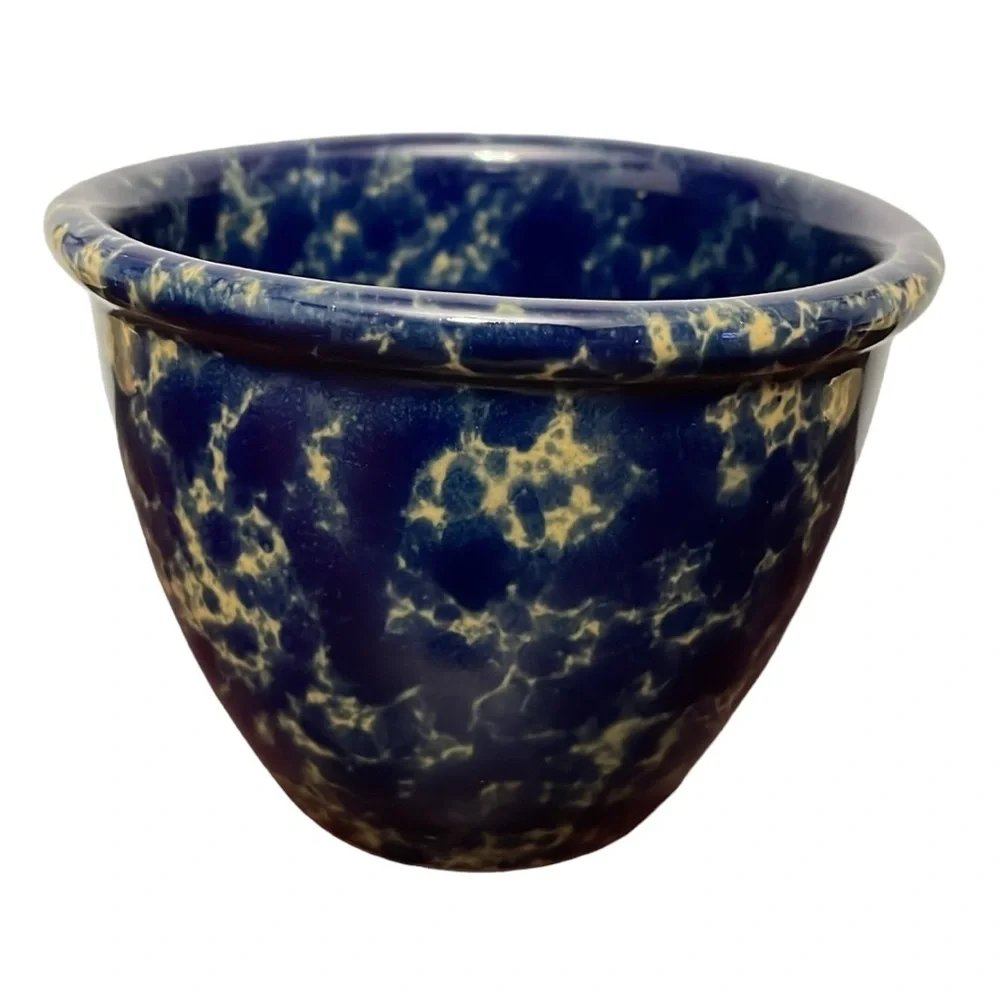 Bennington Potters 1875 Vermont Splatter Cobalt Blue 4 Inch Tall Vintage Bowl